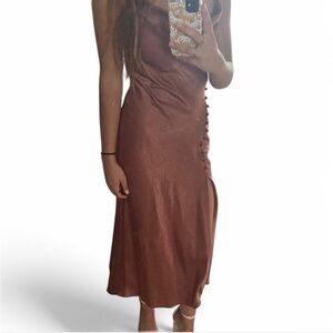 BROWN ZARA SLIP DRESS!